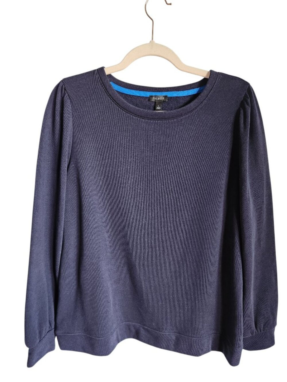 Talbots Sweatshirt Large Women's Blue Navy Soft Casual Lounge Scoop Neck NEW